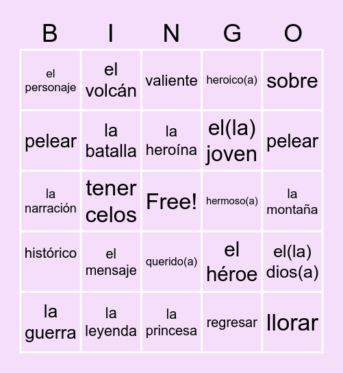 Loteria Sheet 4.1 Bingo Card