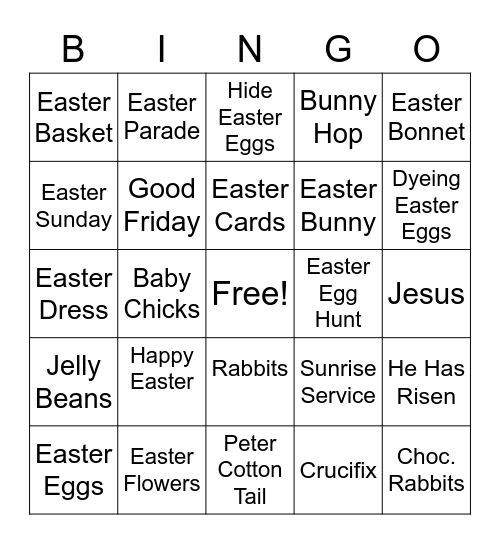 Easter Bingo at Northspring Senior Living Bingo Card