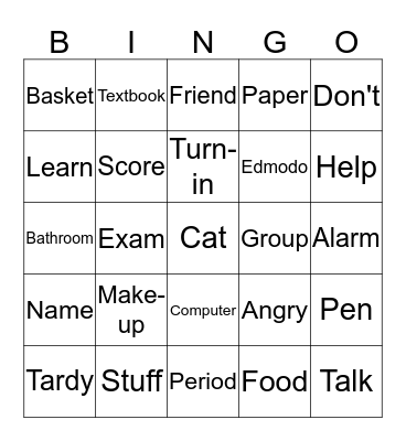 Course Expectations Bingo Card