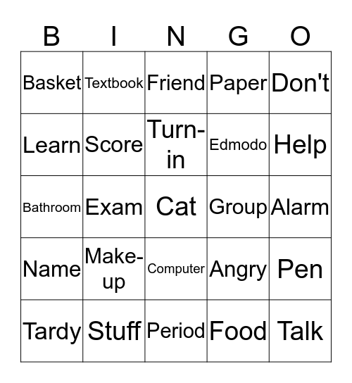 Course Expectations Bingo Card