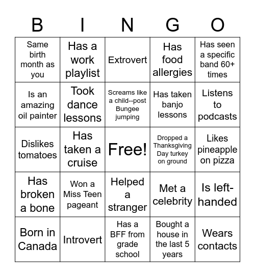 Get to know WUSATA Bingo Card