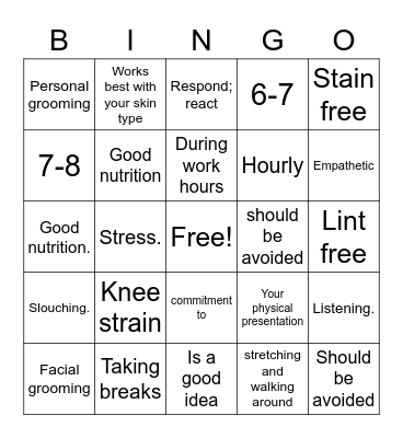 Chapter 3 Bingo Card