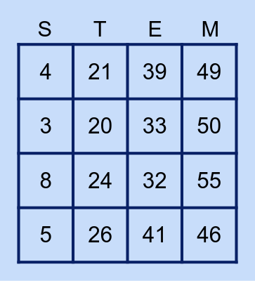 Newark Collegiate Academy STEMspys 2022 Bingo Card