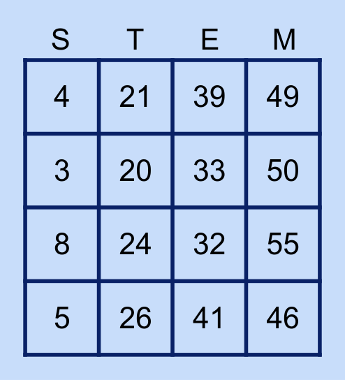 Newark Collegiate Academy STEMspys 2022 Bingo Card