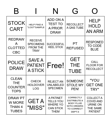 PHLEBOTOMY LAB WEEK 2022 Bingo Card