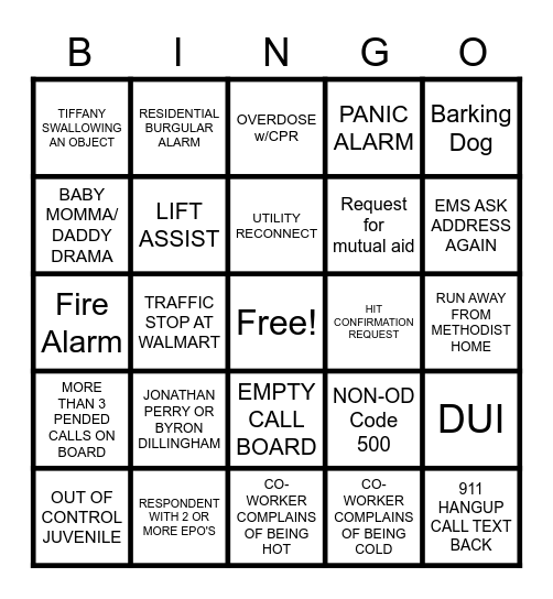 DISPATCHER WEEK 2022 BINGO Card