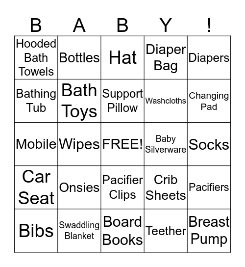 Baby Gift Bingo Card