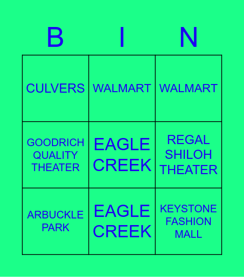 Wilkommen in Brownsburg Bingo Card