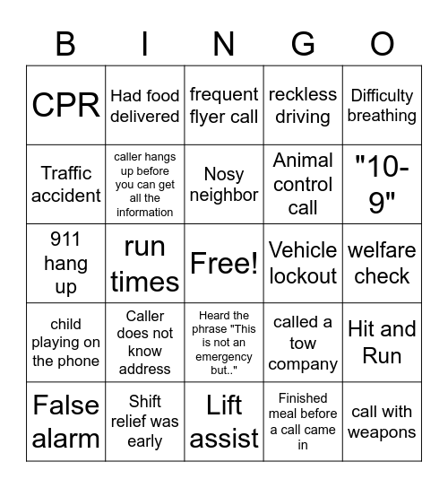 TELECOMMUNICATOR Bingo Card