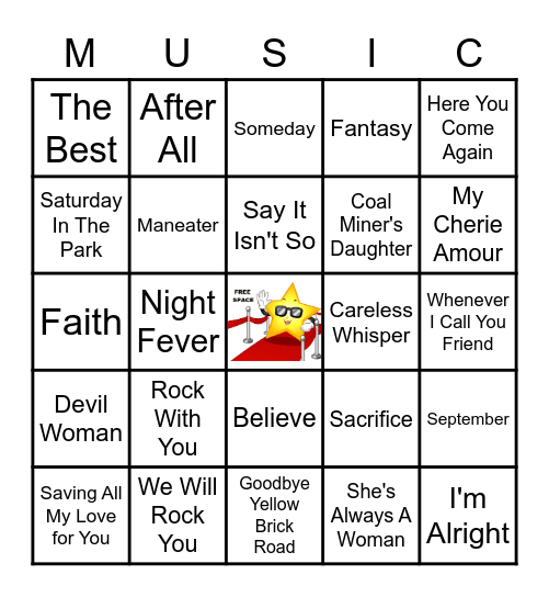 MUSIC LEGENDS Bingo Card