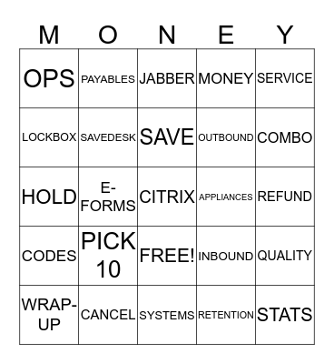 Retention Bingo Card