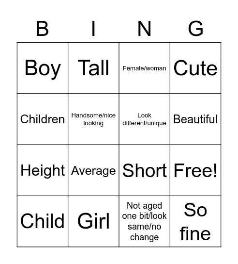 3.1 Vocab Bingo Card