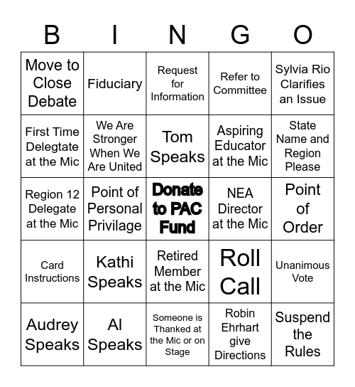 IEA - RA Bingo Card