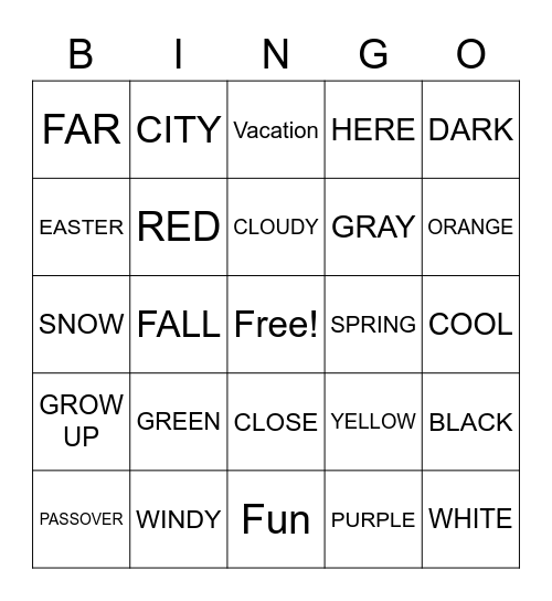 Master ASL Unit 3 Bingo Card