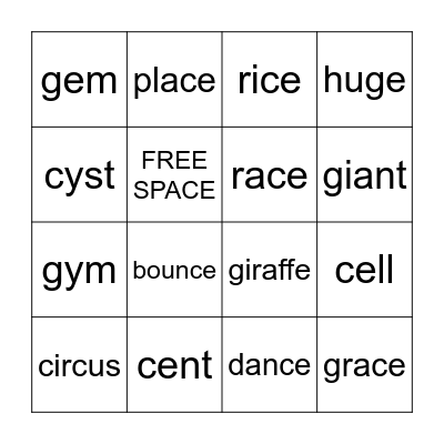 "C Train" and "G Train" Bingo Card