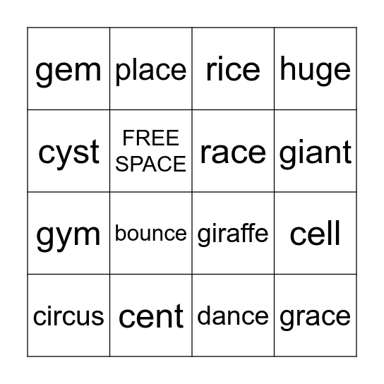 "C Train" and "G Train" Bingo Card