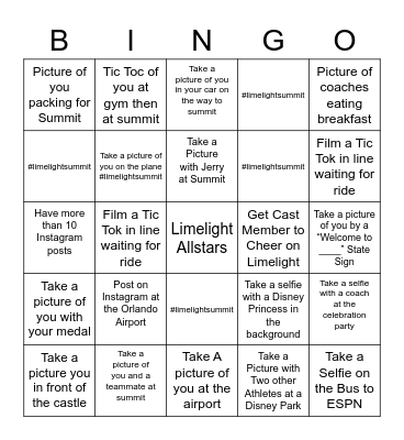 Limelight Summit BINGO Card