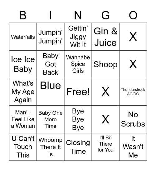 All That 90s | Music Bingo Card