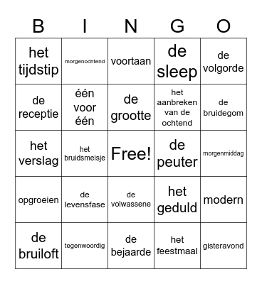 Themawoorden taal groep 4 Bingo Card
