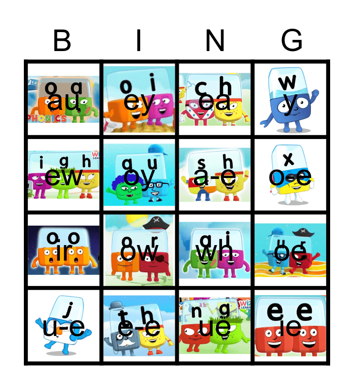 Alphablocks Bingo Phase 3 Bingo Card