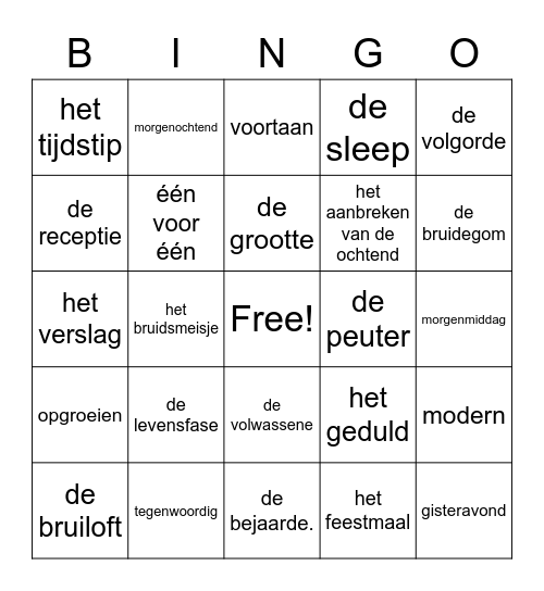 themawoorden bingo groep 4 Bingo Card