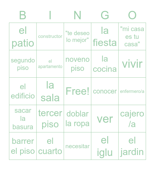 La casa Bingo Card