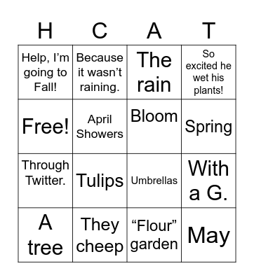 HCAT Patient Services Springtime Virtual Bingo Card