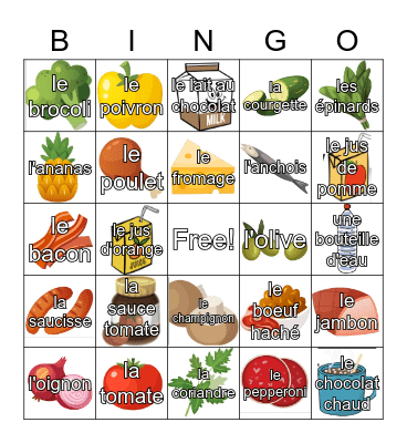 La pizza Bingo Card