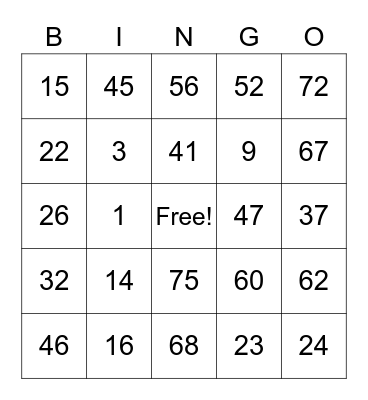 Edy               N* 201 Bingo Card