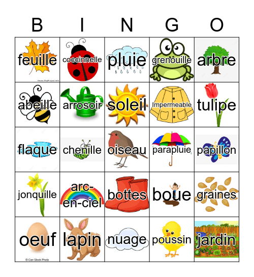 Printemps Bingo Card