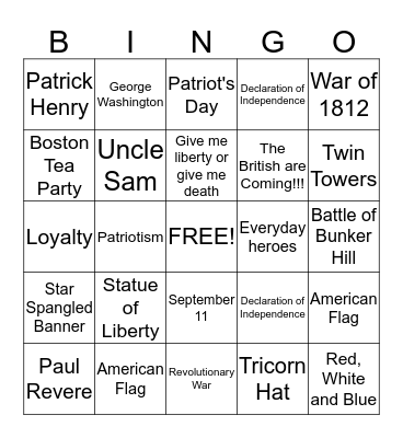 Military Bingo Card