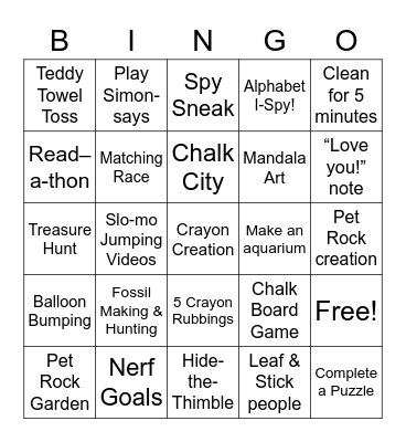 Day Camp Bingo! Bingo Card