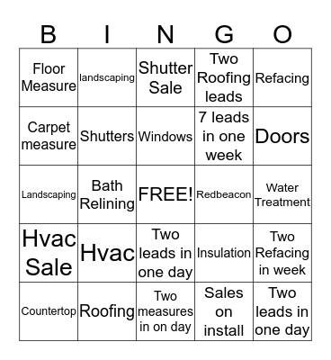 Leads Bingo Card