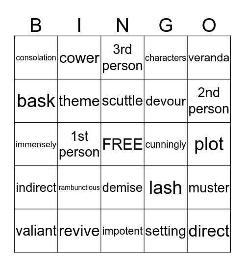 Rikki-Tikki Tavi Bingo Card