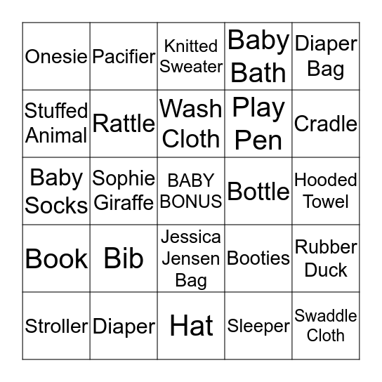 BABY BINGO Card