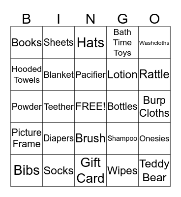 Baby Gift Bingo Card
