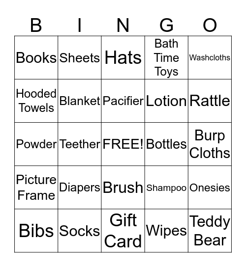 Baby Gift Bingo Card