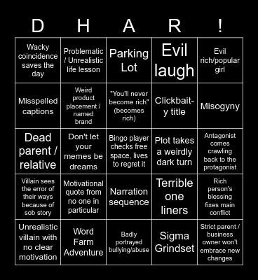 Dhar-adjecent Multiverse Bingo Sheet Bingo Card