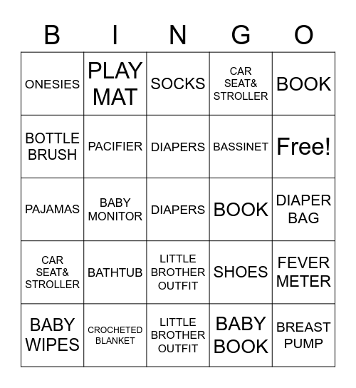 BABY BINGO Card