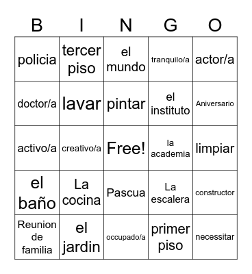 La Casa Bingo Card