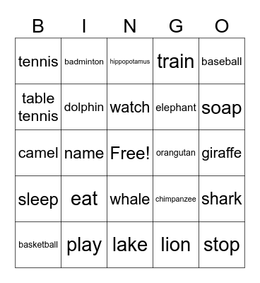 Intermediate & Upper April 2022 Week 1 Bingo Card