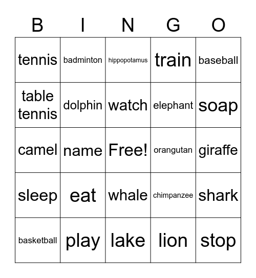 Intermediate & Upper April 2022 Week 1 Bingo Card