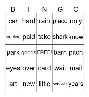 Spelling wk1-2 Bingo Card