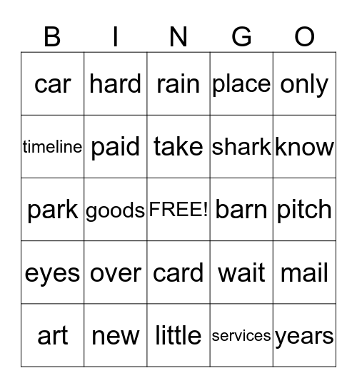 Spelling wk1-2 Bingo Card