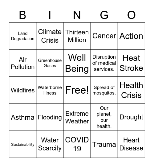 P&P World Health Day Bingo Card