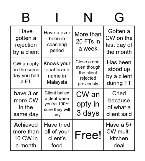 Fantastic Fridays Bingo Card
