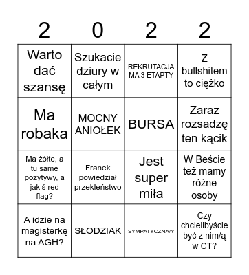 Wybieranie bejbików, wiosna 2022 Bingo Card