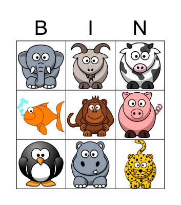 Animals Bingo Card