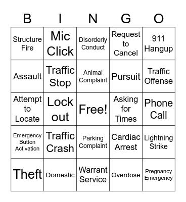 Telecommunicator Week 2022 Bingo Card