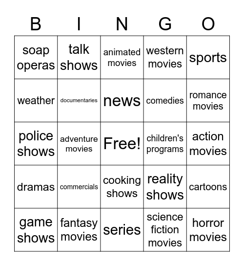 El cine y la tele Bingo Card